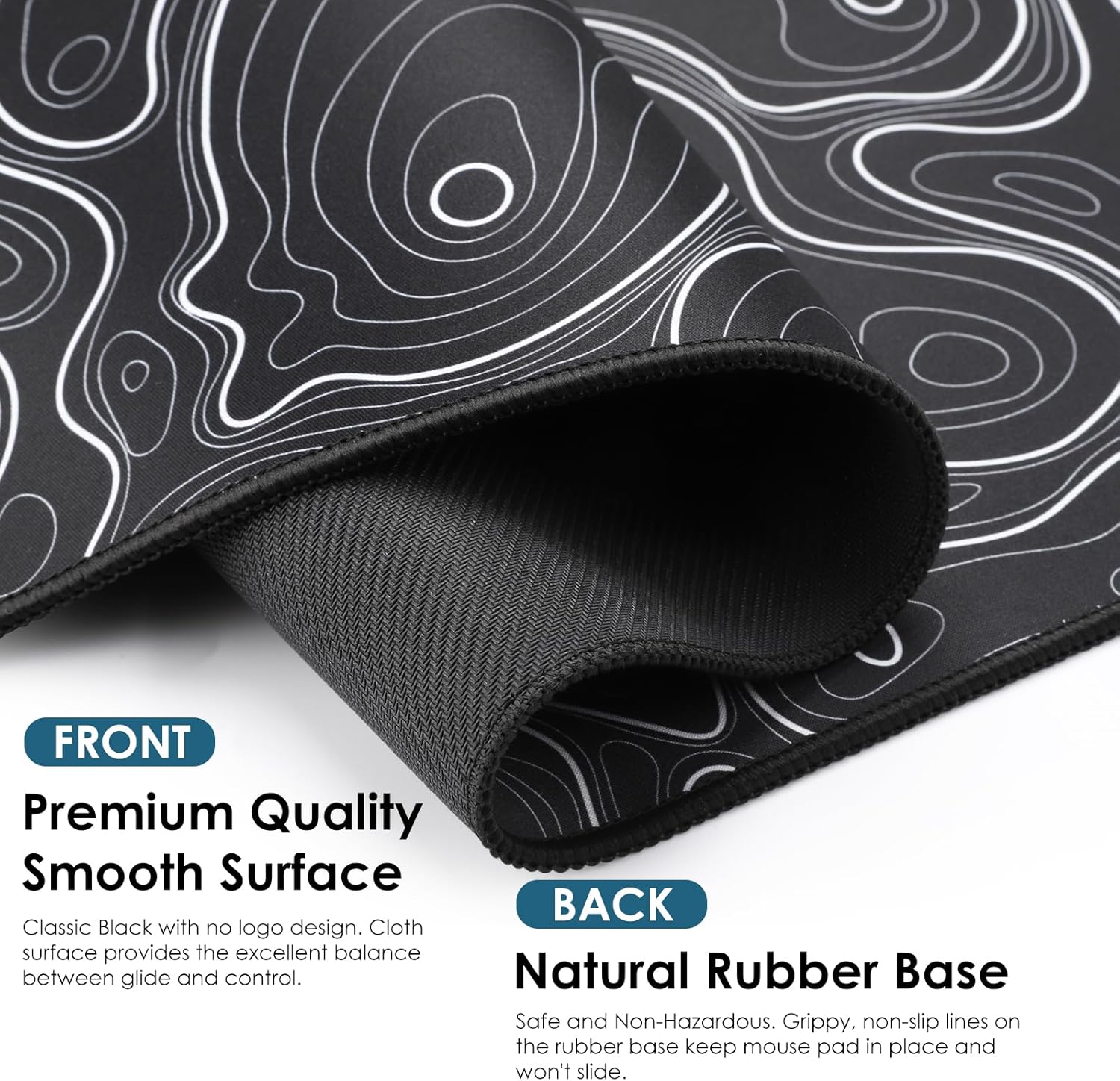 Topographic Map – Alfombrilla de mouse impermeable de contorno extendido para el hogar y la oficina, alfombrilla grande para mouse para juegos,
