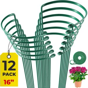 Paquete de 12 estacas de soporte para plantas, anillo de soporte de peonía medio redondo resistente y jaula para plantas de interior y exterior, Paquete de 12 estacas de soporte para plantas, anillo de soporte de peonía medio redondo resistente y jaula para plantas de interior y exterior,