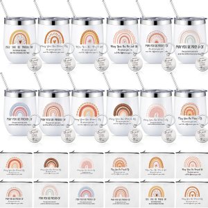 Juego de 36 piezas de regalo de agradecimiento, 12 piezas Boho Rainbow May You Be Proud Steel de 12 onzas, tazas de agradecimiento a los empleados, Juego de 36 piezas de regalo de agradecimiento, 12 piezas Boho Rainbow May You Be Proud Steel de 12 onzas, tazas de agradecimiento a los empleados,