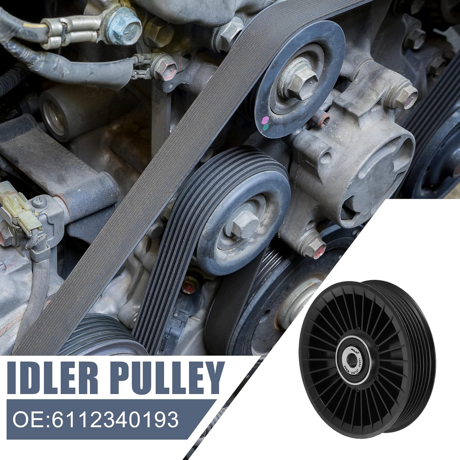 X AUTOHAUX 6112340193 Polea de guía de desviación de polea tensora de correa de transmisión para Mercedes-Benz CLS 550 2012-2018