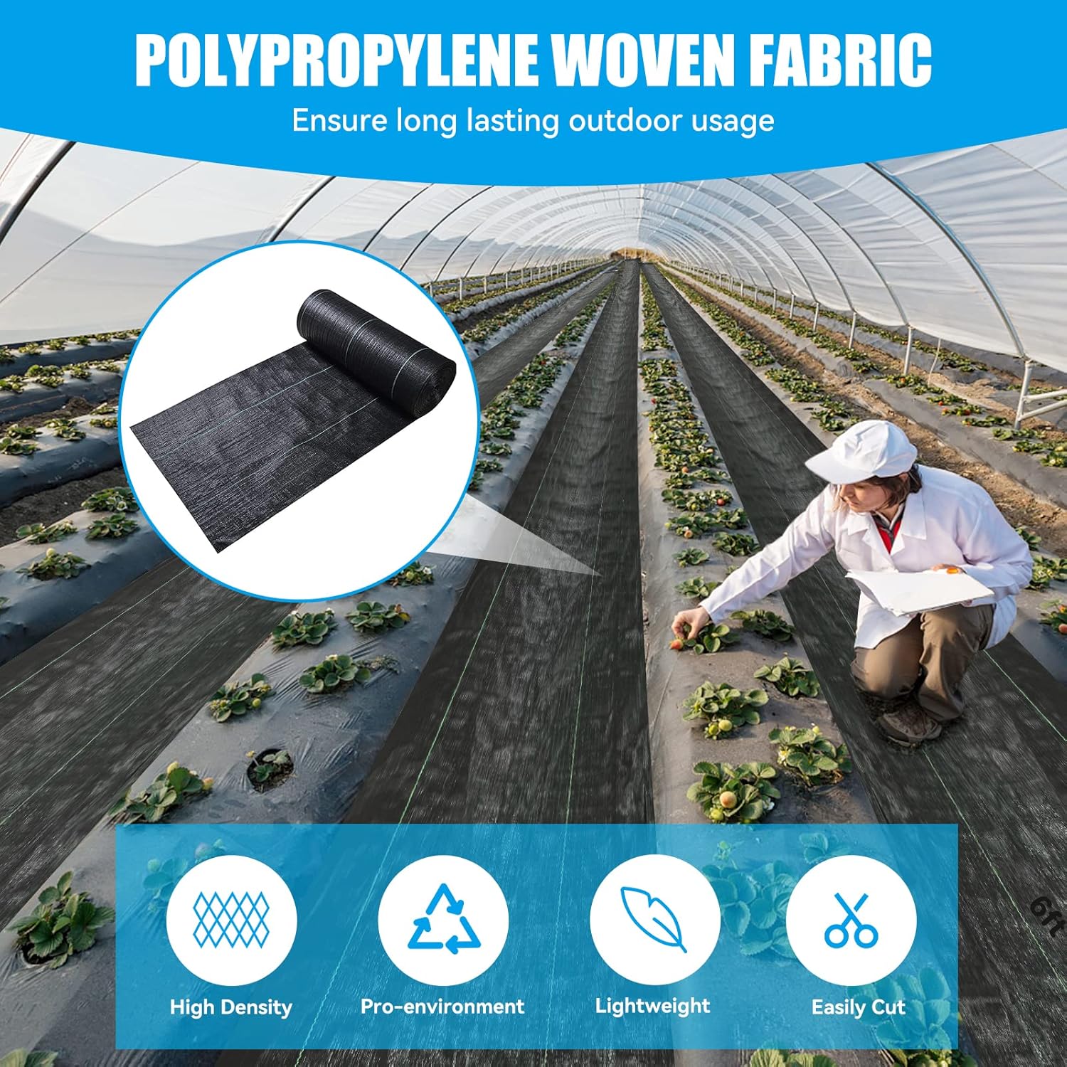 Tela geotextil resistente de 6 x 300 pies, 3.2 onzas, control de malas hierbas, cubierta de suelo y más para paisajismo y jardinería, perfecta para