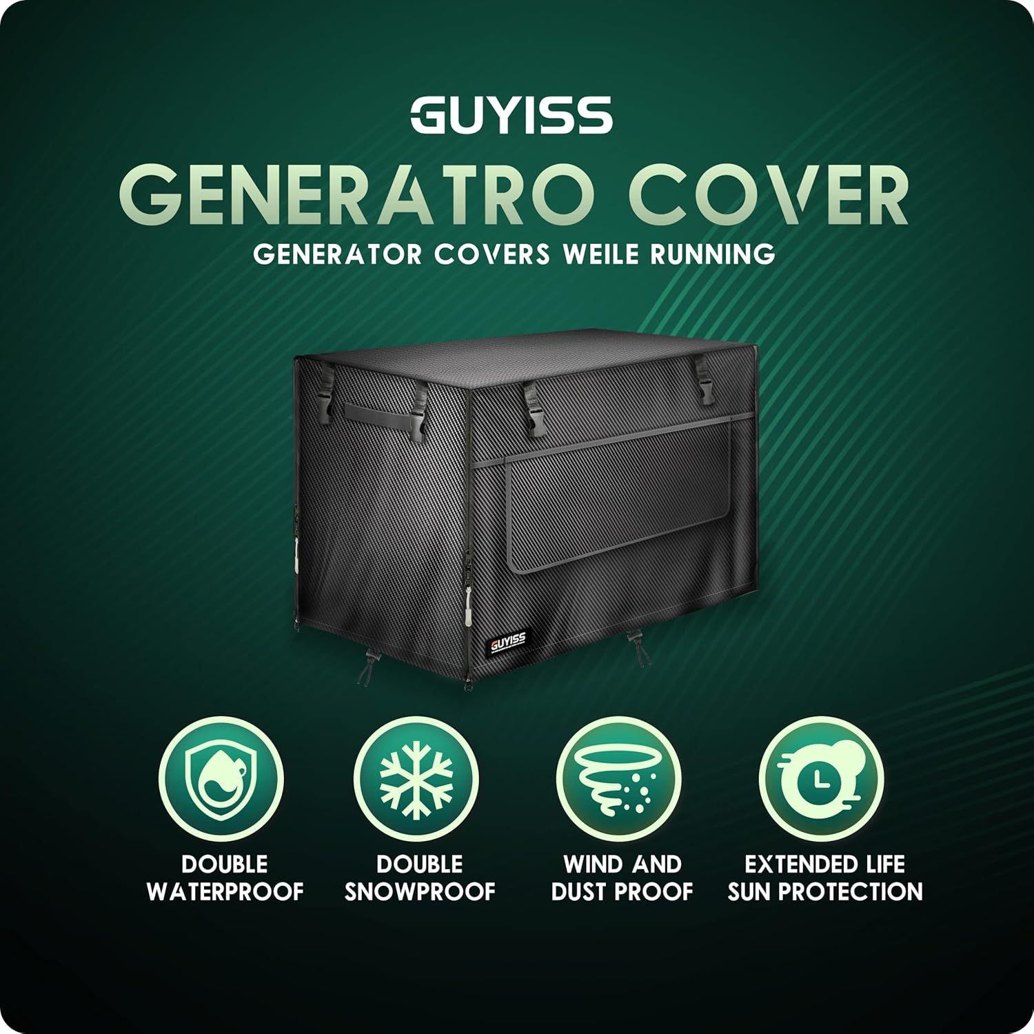 GUYISS Cubierta para generador con cable elástico resistente al viento y ventana de operación visual, 32 pulgadas de largo x 24 pulgadas de ancho x