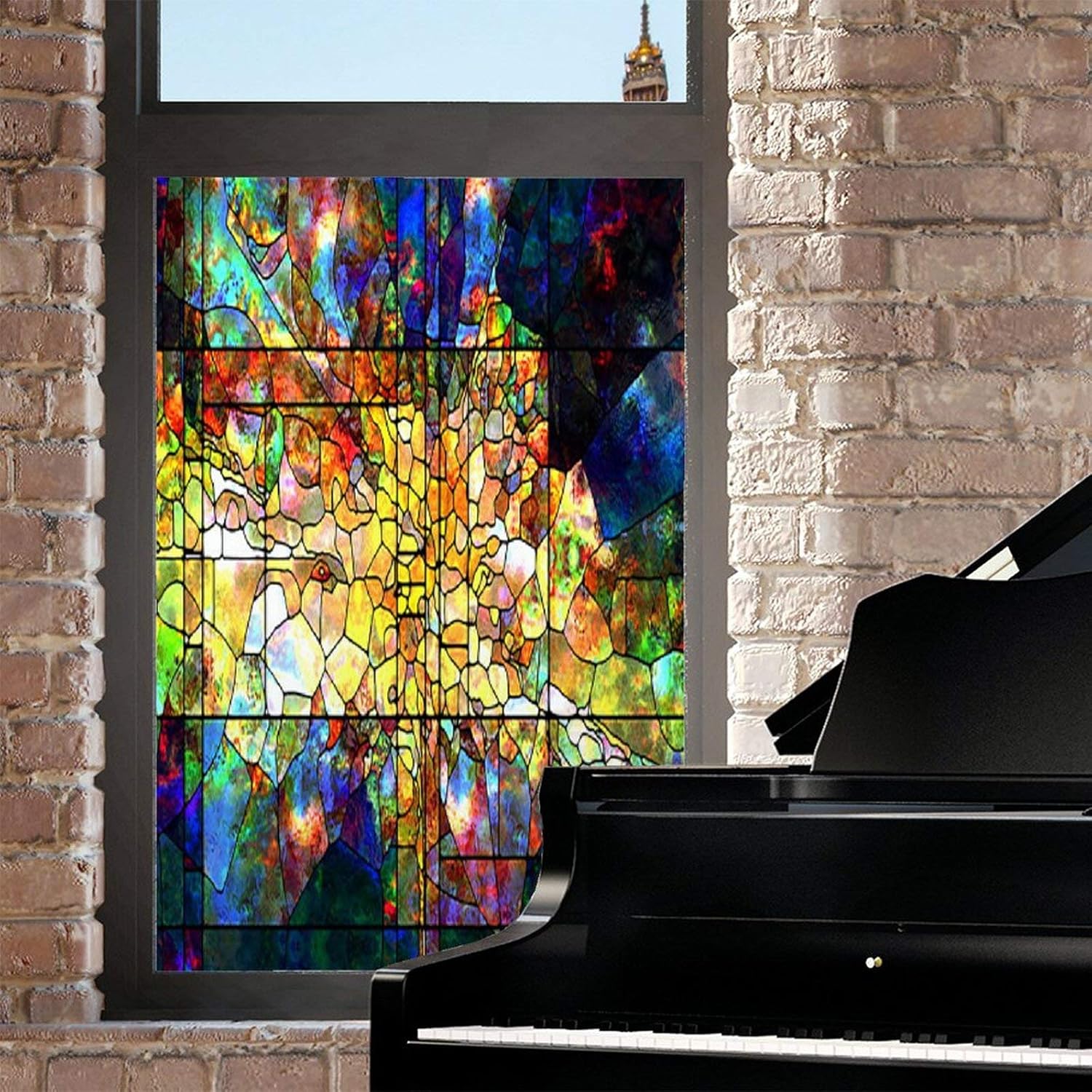Película de privacidad para ventana, vitrales, adhesivos coloridos para ventana, película de privacidad de ventana con bloqueo de calor, película de