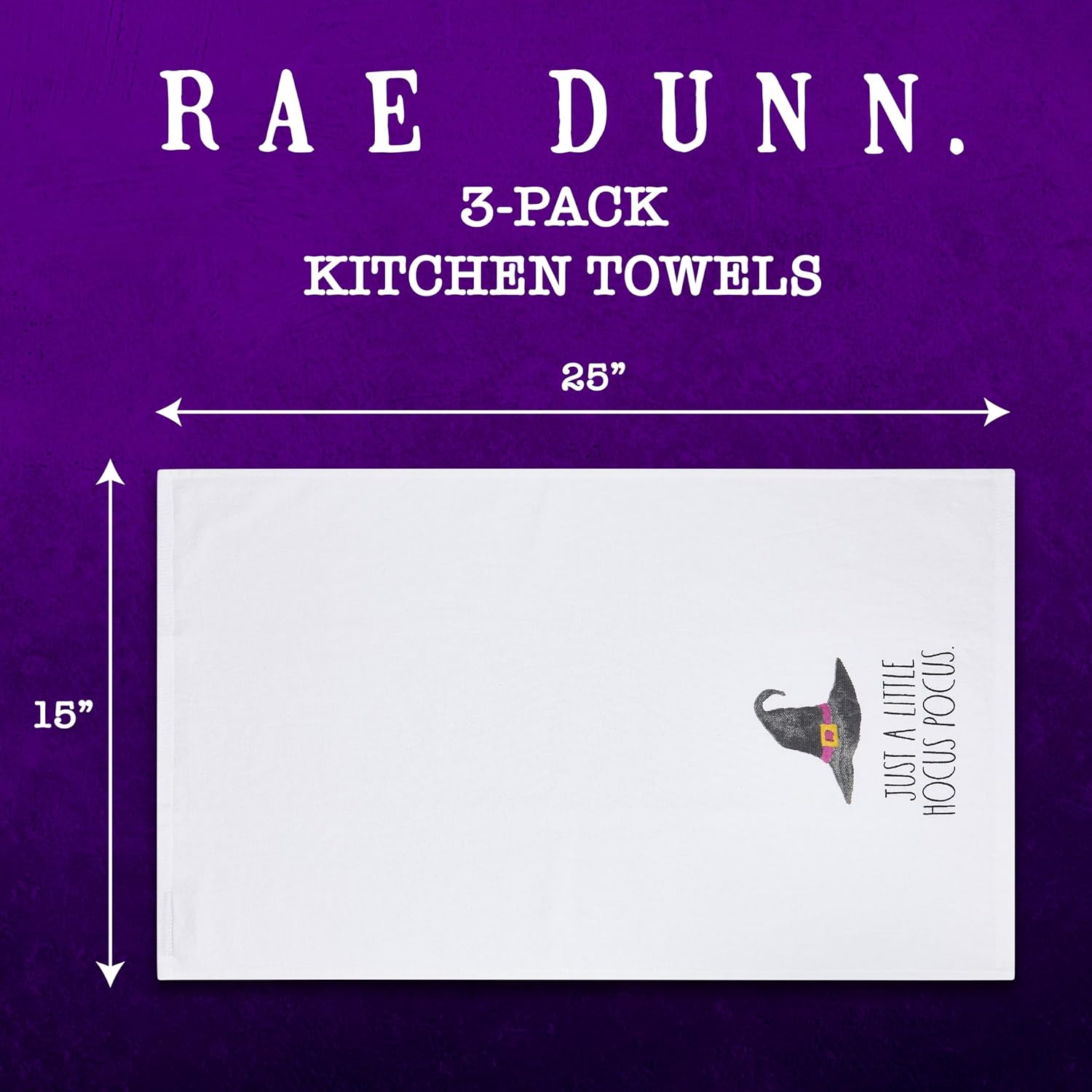 Rae Dunn Toallas de mano, toalla de cocina decorativa bordada para la cocina y el baño, 100% algodón, altamente absorbente, paquete de 3, 16 x 26