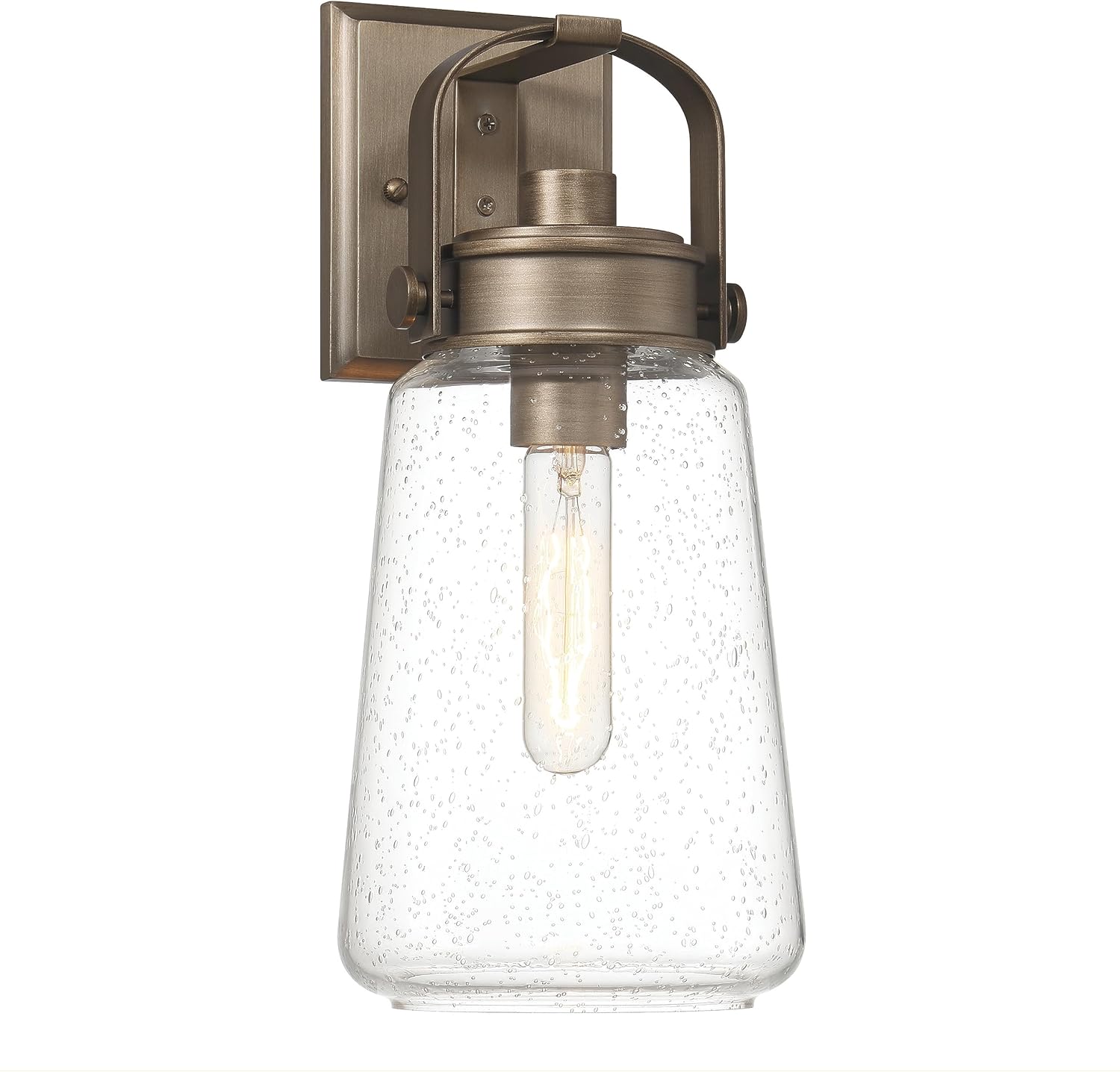 Robert Stevenson Lighting Gage – Lámpara industrial de vidrio y metal para exteriores, color oro toscano