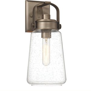 Robert Stevenson Lighting Gage – Lámpara industrial de vidrio y metal para exteriores, color oro toscano Robert Stevenson Lighting Gage – Lámpara industrial de vidrio y metal para exteriores, color oro toscano
