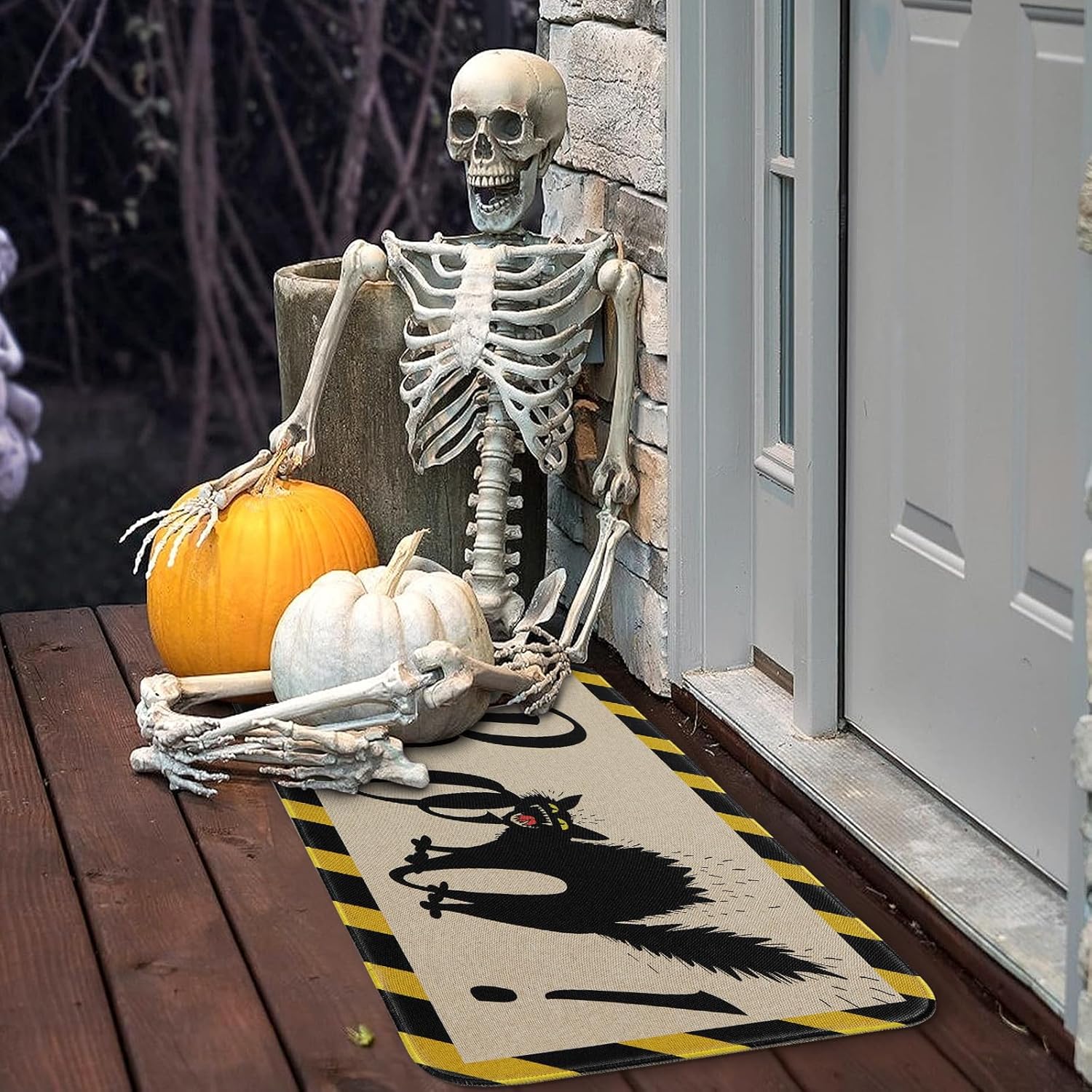 ASPMIZ Tapetes de Halloween para puerta de exterior, tapetes de área para gatos, antideslizantes, lavables, tapetes absorbentes para puerta