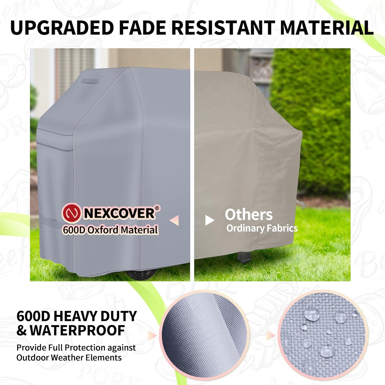 NEXCOVER Funda para parrilla de gas para barbacoa, cubierta impermeable de 50 pulgadas, cubierta de parrilla resistente al aire libre, material