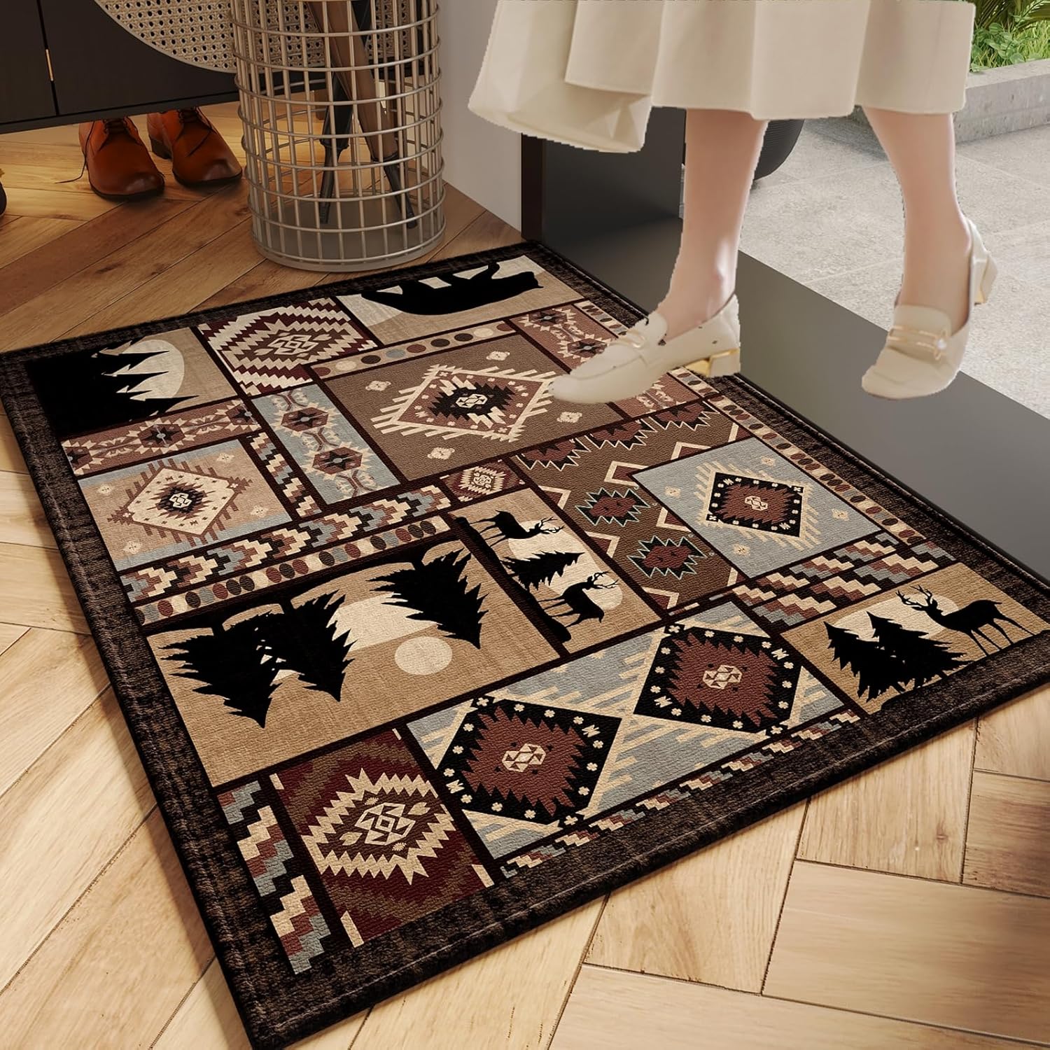BeiZanWan Alfombra de entrada, tapete para puerta de interior, parte trasera de goma antideslizante, alfombra marroquí, alfombra bohemia de bajo