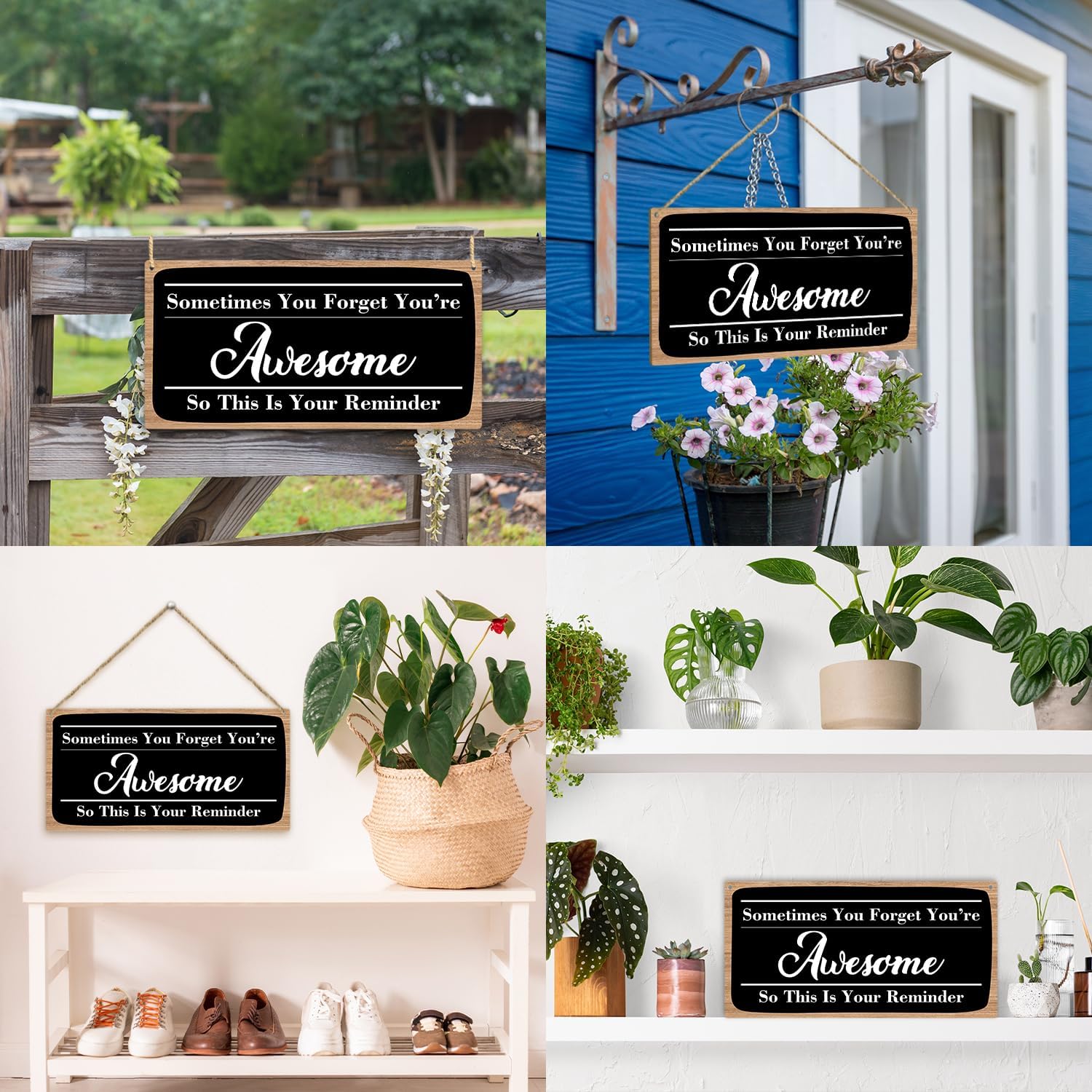 Sometimes You Forget You’re Awesome Encouragement – Letrero colgante de madera, decoración de pared para puerta delantera, placa de madera para casa