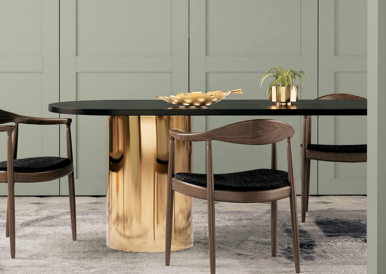 GUTE – Plato decorativo con diseño de hojas doradas para decoración del hogar, centro de mesa de frutas para comedor, sala de estar, entrada,