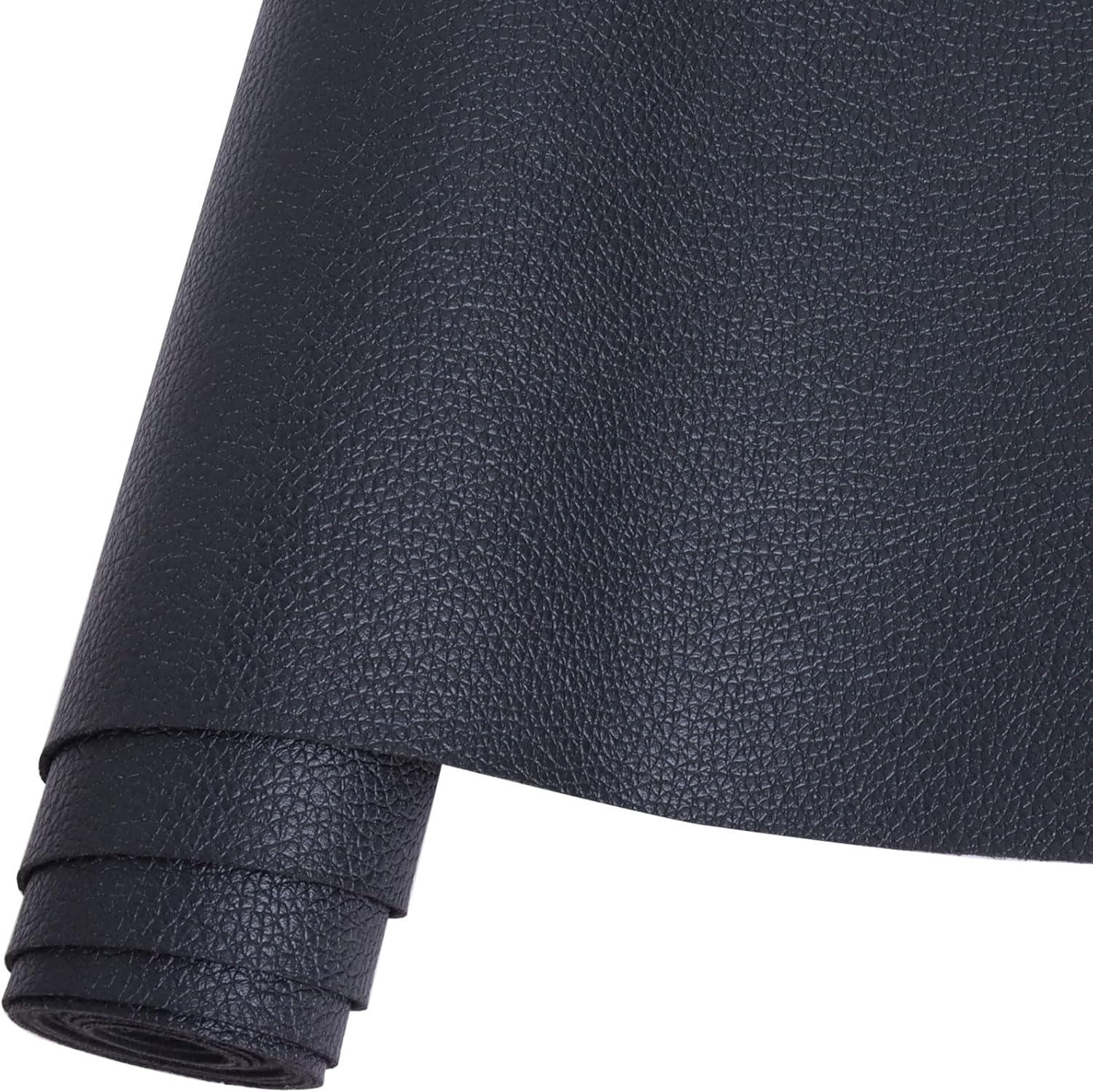 Rollo de hojas de piel sintética de color liso de 12 x 53 pulgadas, muy adecuado para hacer manualidades, aretes de cuero, lazos, costura (negro)