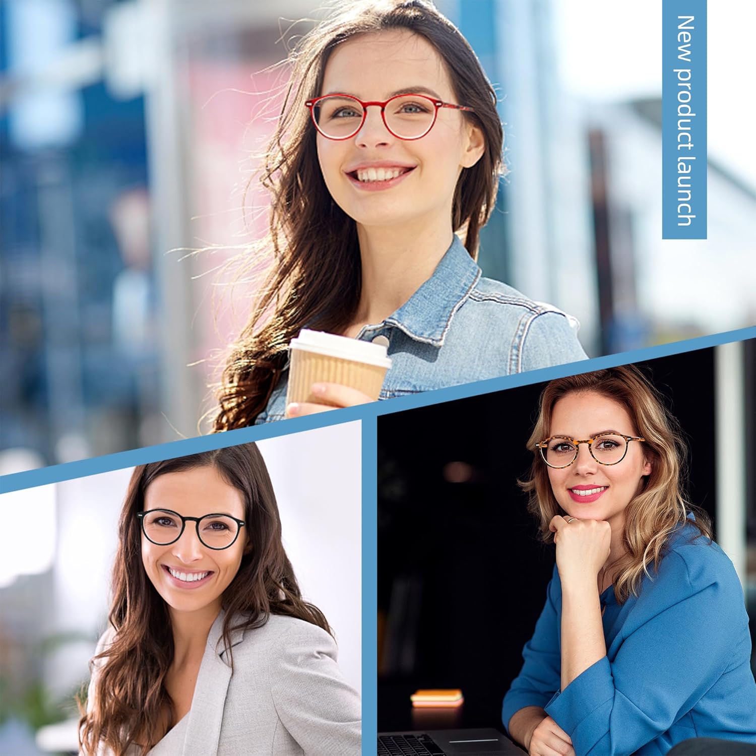 eyeezi Paquete de 5 lentes de lectura con bloqueo de luz azul para mujeres y hombres, bisagra de resorte UV400, lentes redondos para lectura de