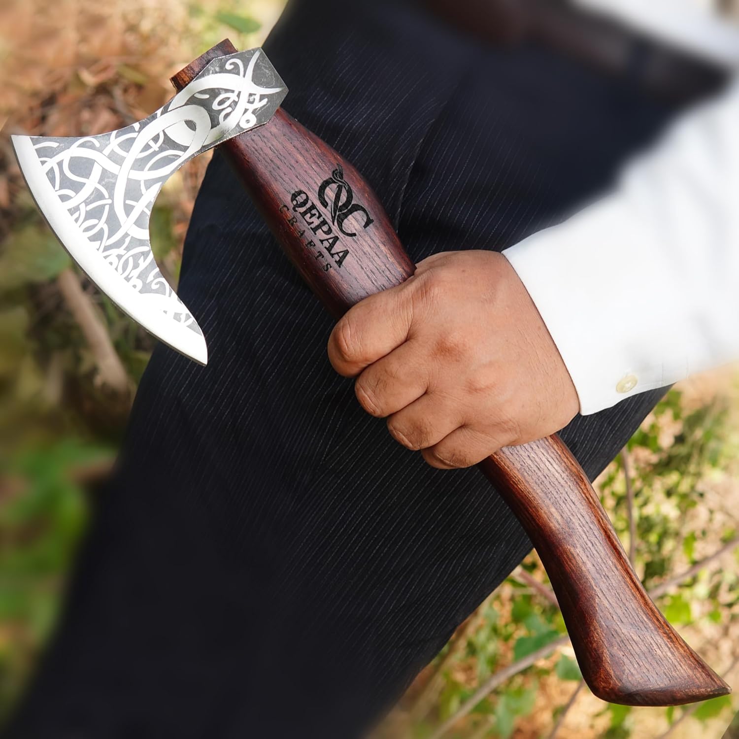 Hacha vikinga hecha a mano de acero forjado, hacha de supervivencia para acampar y cortar madera, hacha vikinga nórdica, regalo para aventureros