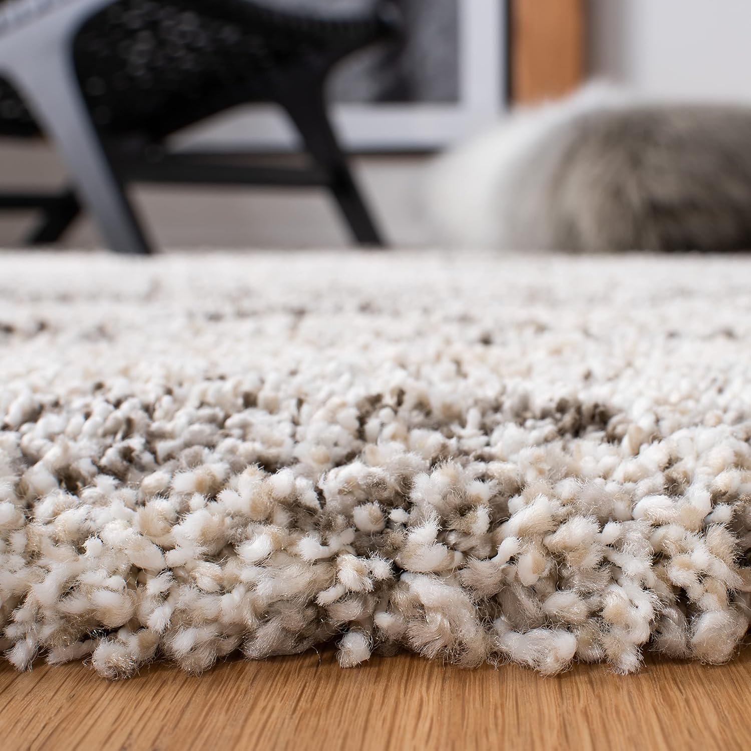SAFAVIEH Colección Hudson Shag – Alfombra cuadrada, 8 pies, gris y beige, diseño de enrejado de diamante moderno, no desprende pelusa, 2 pulgadas de