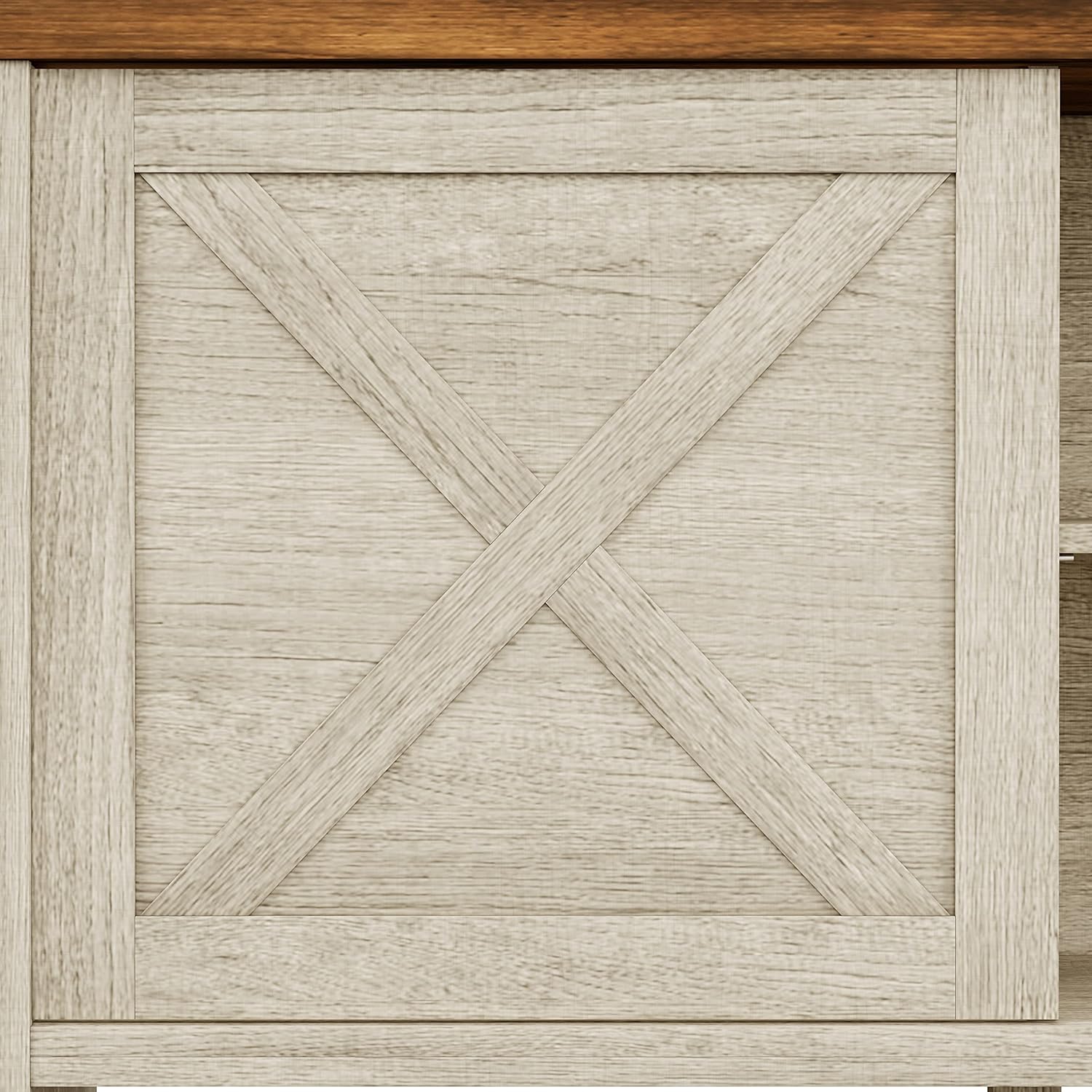 Hillsdale Columbus – Consola de entretenimiento de madera, 64 pulgadas, roble blanco con parte superior de nogal