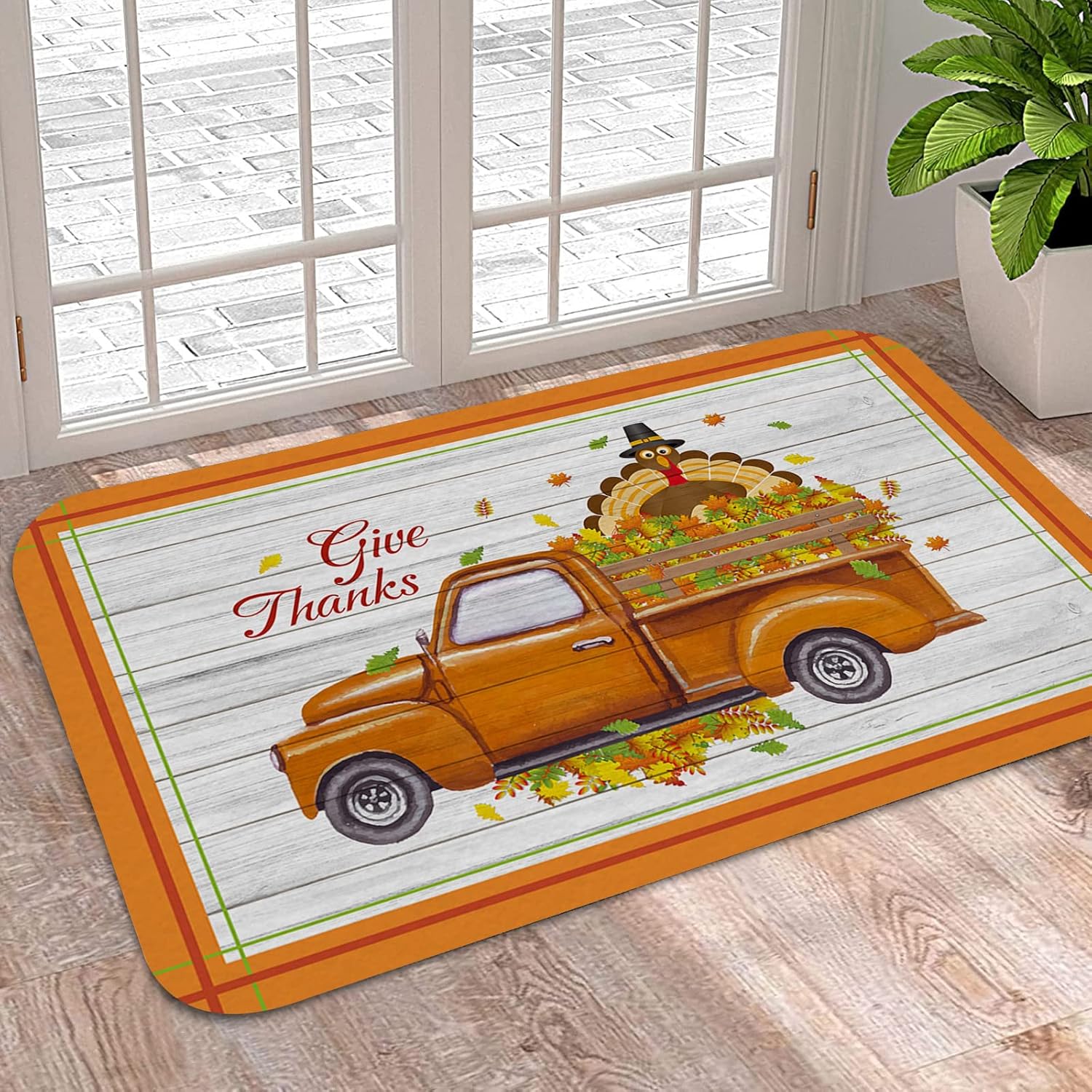 Tapete de baño absorbente para interiores, alfombra de baño rústica con hoja de arce, tapete suave de entrada, tapete de cocina, tapete de entrada