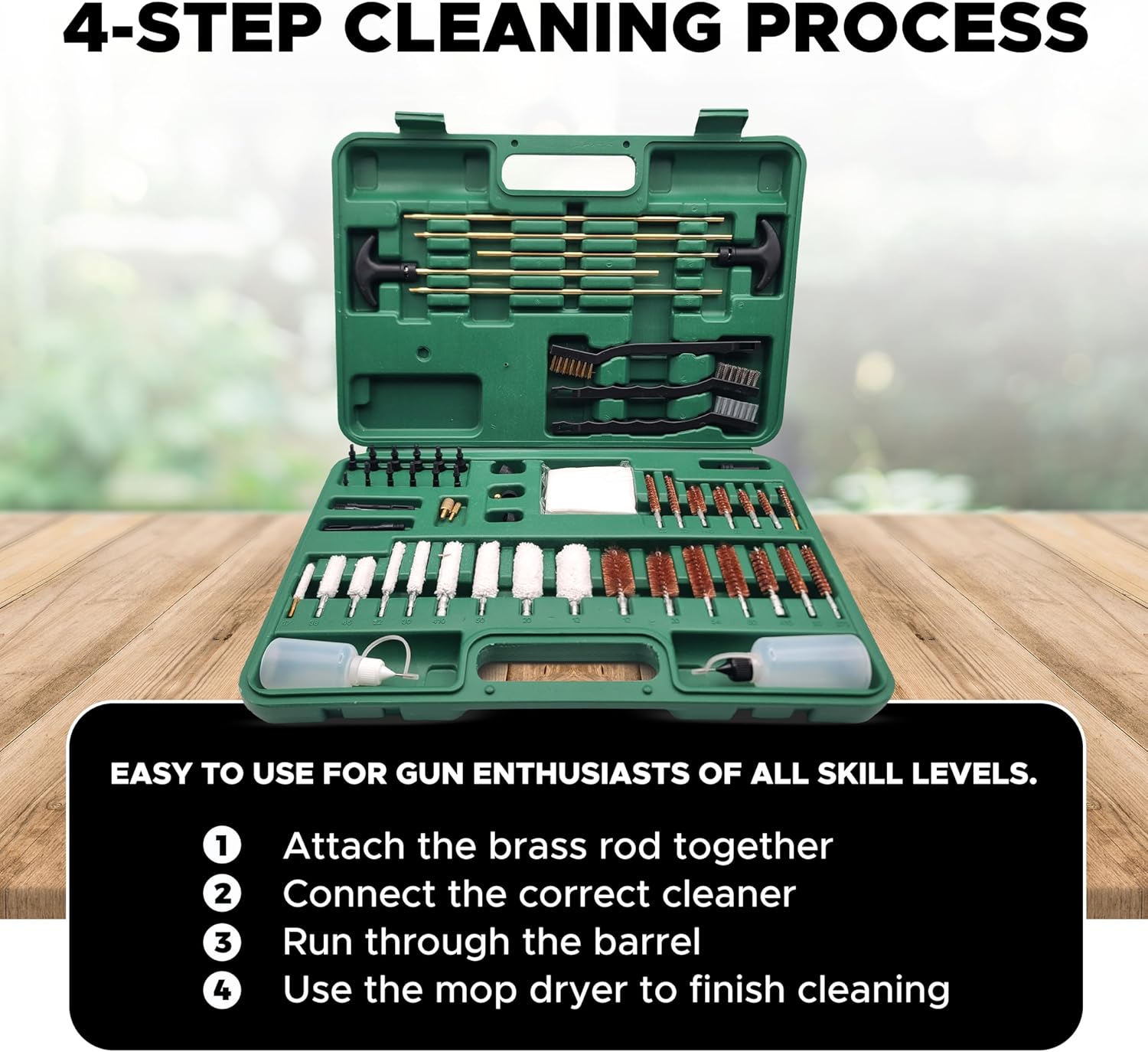 Backroad Outdoors Kit de limpieza universal para pistolas cepillos para rifles, escopetas, pistolas, pistolas varillas de latón y alambre