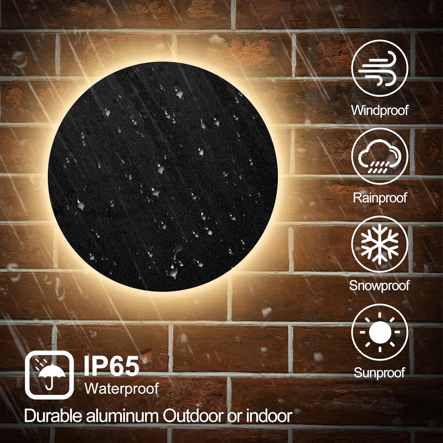FUDESY – Lámpara de pared LED para interiores y exteriores, moderno aplique de pared IP65 impermeable, 8 W, blanco cálido, 3000 K, iluminación de