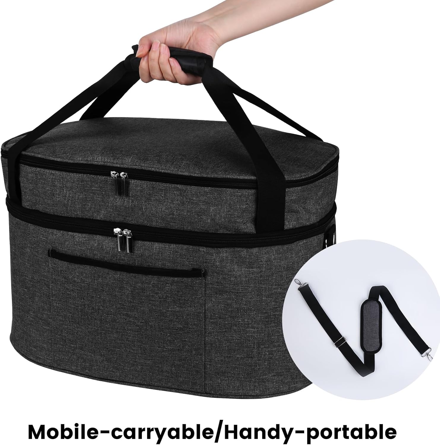 musbus Bolsa de olla de cocción lenta de 2 capas para Crock-Pot de 6 a 8 cuartos de galón, reunión de viaje al aire libre, fácil de transportar,