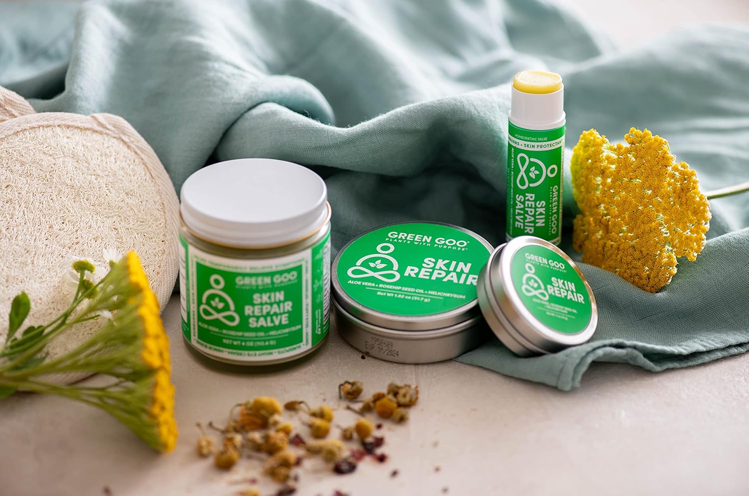 Green Goo Crema natural para el cuidado de la piel, reparación y protección de la piel, lata grande de 1.82 onzas