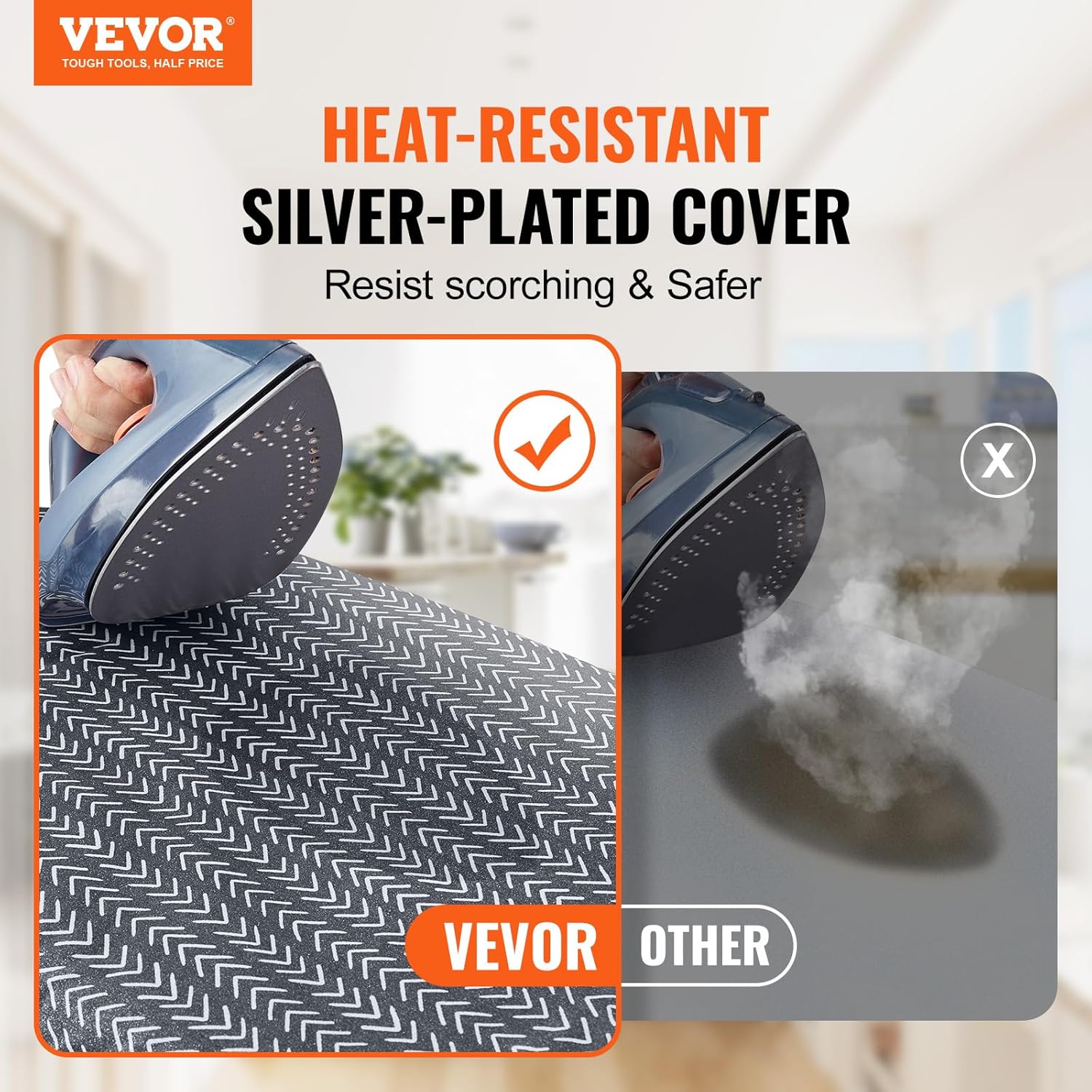 VEVOR Tabla de planchar de mesa de 23.4 x 14.4 pulgadas, pequeña tabla de planchar con cubierta resistente al calor y cubierta 100% algodón, mini