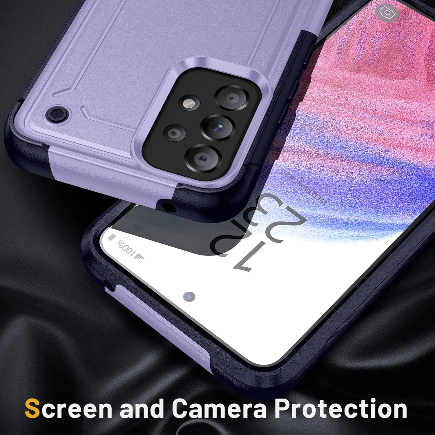 Asuwish Funda protectora de pantalla de vidrio templado para Samsung Galaxy A53 5G y delgada y resistente híbrida protectora de doble capa,