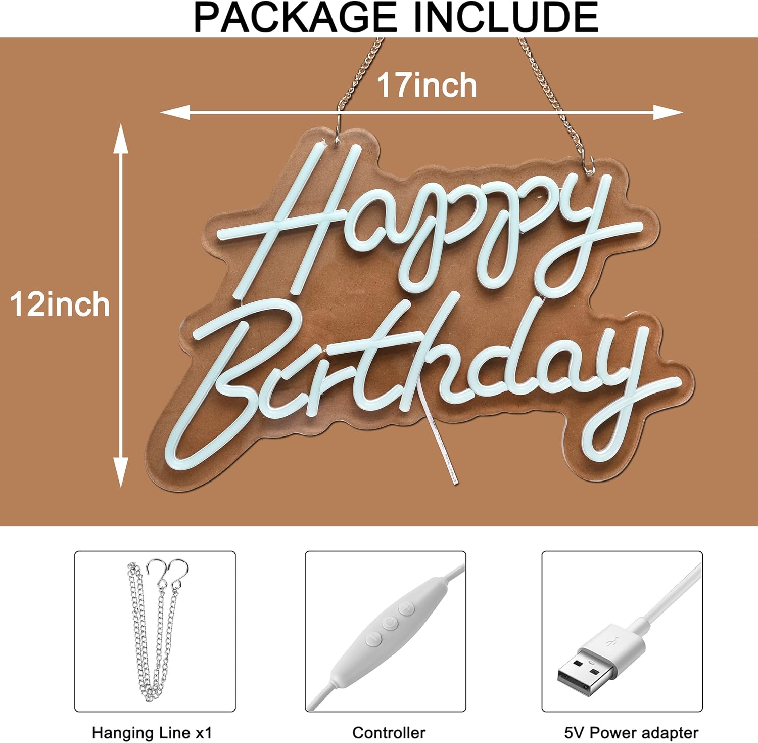 Letrero de neón de feliz cumpleaños para decoración de pared, con interruptor regulable, letreros de luz de neón reutilizables para toda la