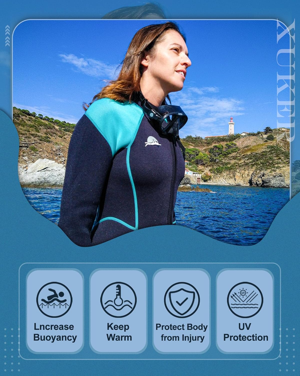 XUKER Traje de neopreno para mujer y hombre, 0.079 in, 0.118 in, neopreno con cremallera frontaltrasera en agua fría, traje de buceo de cuerpo