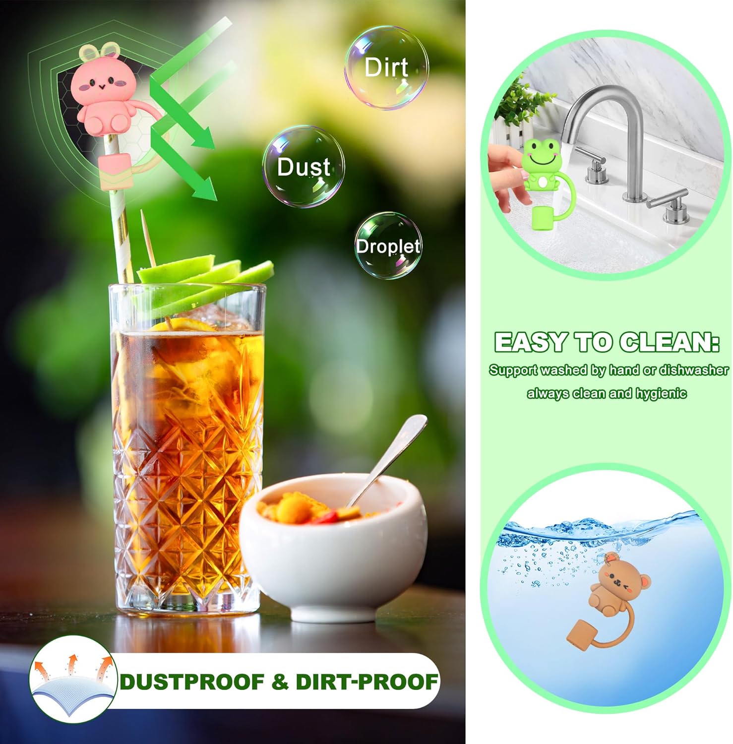 YUNAI Stanley – 4 fundas de paja para popotes reutilizables, 0.39 pulgadas de silicona linda tapa compatible con vaso Stanley de 40 onzas, diseño de