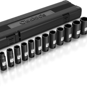 Olsa Tools Juego de dados de impacto profundo Cr-Mo SAE de 12 pulgada  14 piezas (38 pulgadas a 1-14 pulgadas)  CrMo de grado profesional  Diseño de Olsa Tools Juego de dados de impacto profundo Cr-Mo SAE de 12 pulgada  14 piezas (38 pulgadas a 1-14 pulgadas)  CrMo de grado profesional  Diseño de