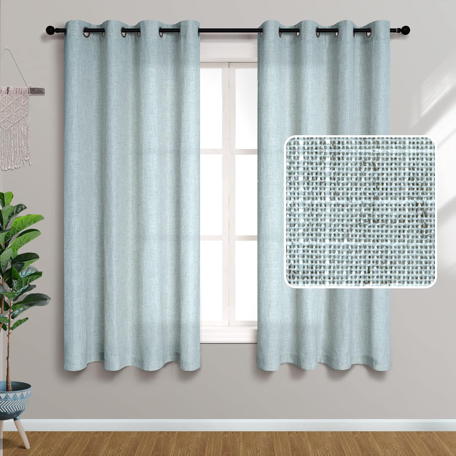 Cortinas cortas para ventanas pequeñas, con ojales, semiopacas, de algodón, texturizadas, de lino, medias cortinas para ventanas y dormitorios,