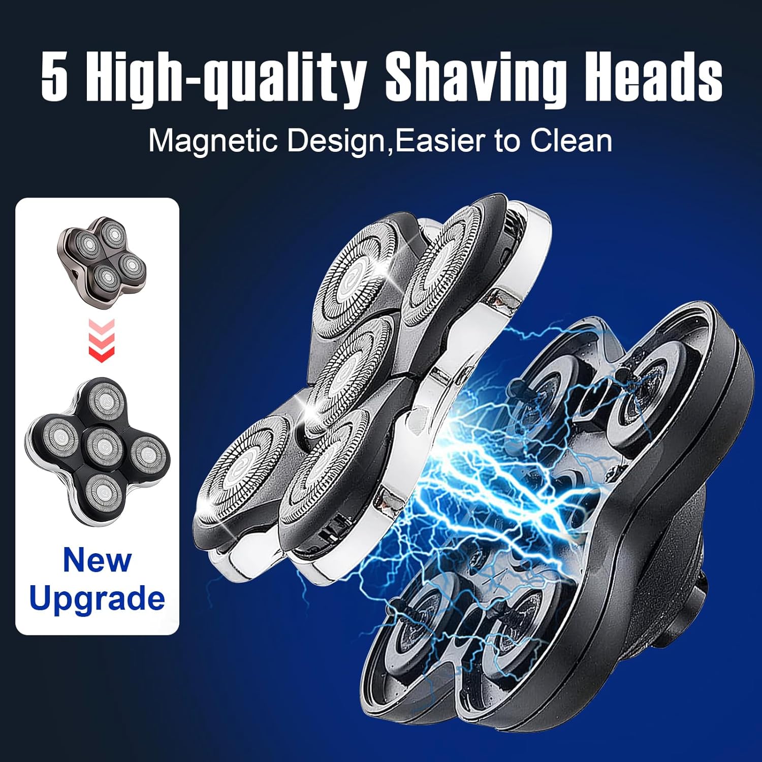Cabezal de repuesto para afeitadora de 5 cuchillas compatible con Skull Shaver para cabezas de afeitadora Pitbull Gold PROPitbull Platinum Pro