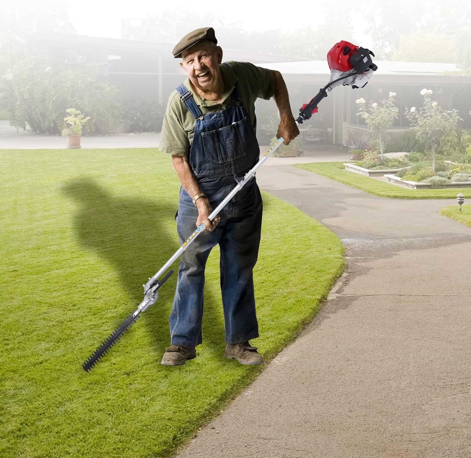 Cortacésped de 51.77 cc de 2 tiempos a gas, tijeras de setos para jardinero, 6500 rpm, herramienta de limpieza para cortar y aserrar bordes de