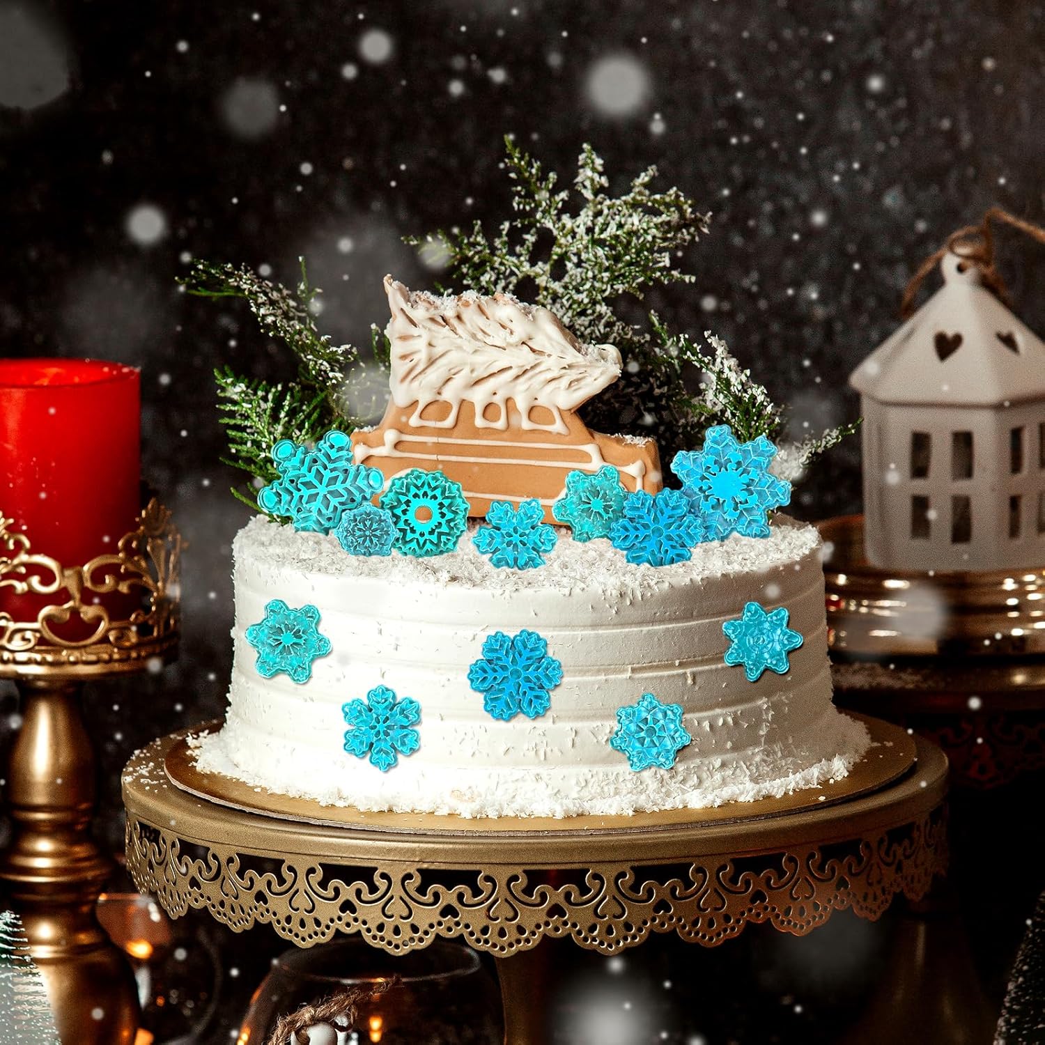 Whaline Molde de silicona para caramelo de Navidad, 3 unidades, molde de silicona de copo de nieve de hombre de jengibre rosa, molde de caramelo de
