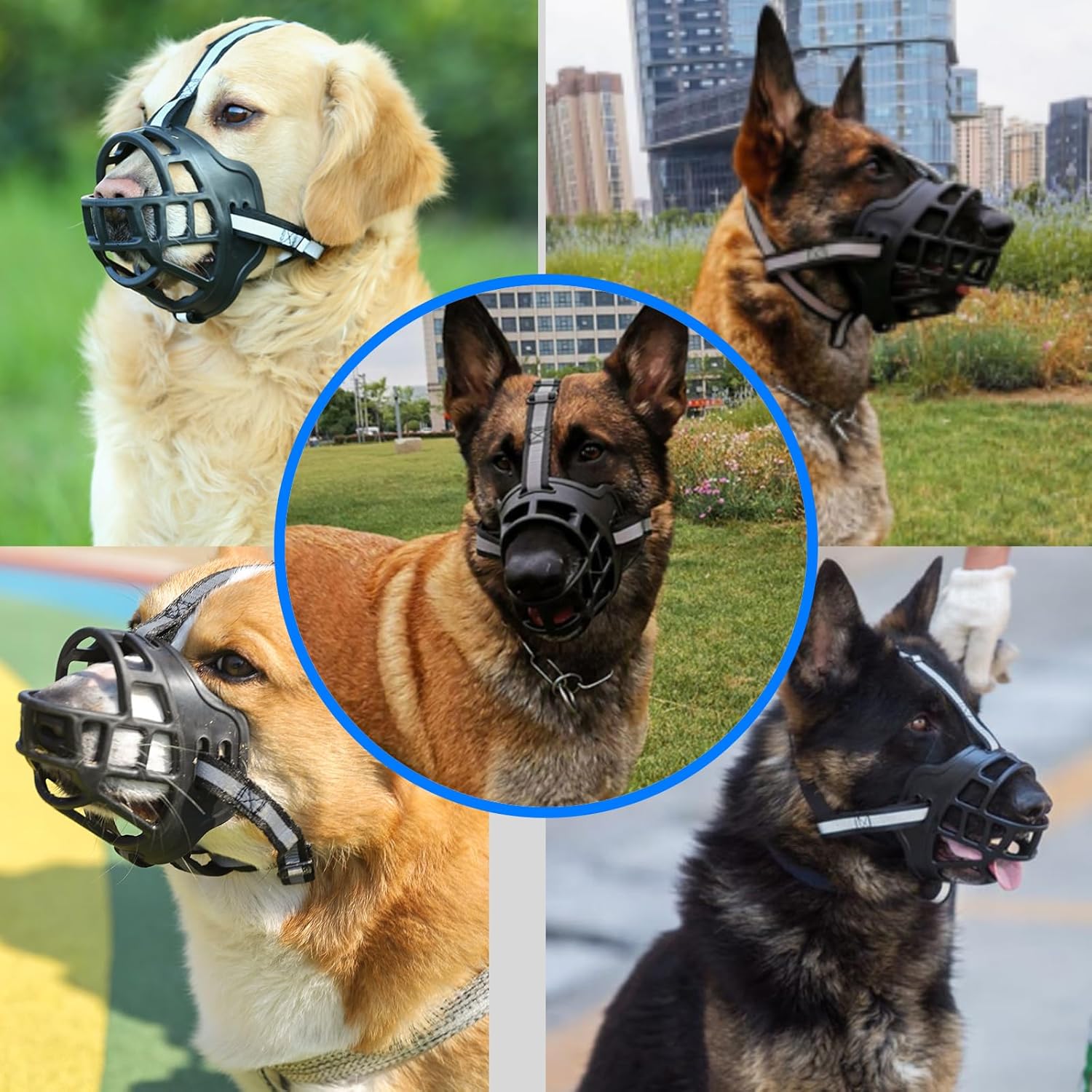Bozal para perro, bozal suave para perros, protector bucal para perros pequeños, medianos y grandes, para dejar de morder, masticar y ladrar,