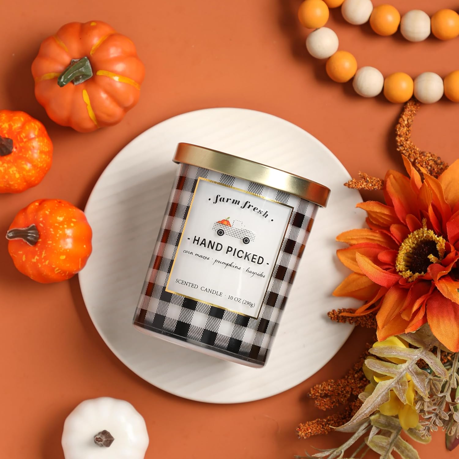 Vela perfumada de calabaza, regalo de otoño y Halloween, 10 onzas, vela en tarro de cera de soja para camión, vela prémium para el hogar (camión)