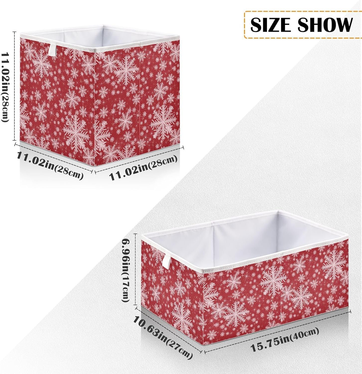 QUGRL Cubo de almacenamiento con forma de copo de nieve blanco, organizador de ropa de Feliz Navidad, caja de almacenamiento de juguetes para