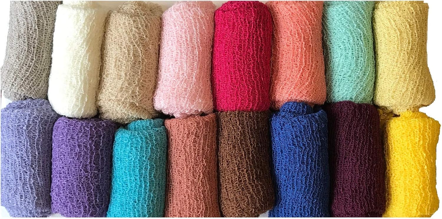 Matissa Bebé recién nacido Fotografía Prop Swaddle Cheesecloth Knit Crochet Wrap 16 colores disponibles (marrón)