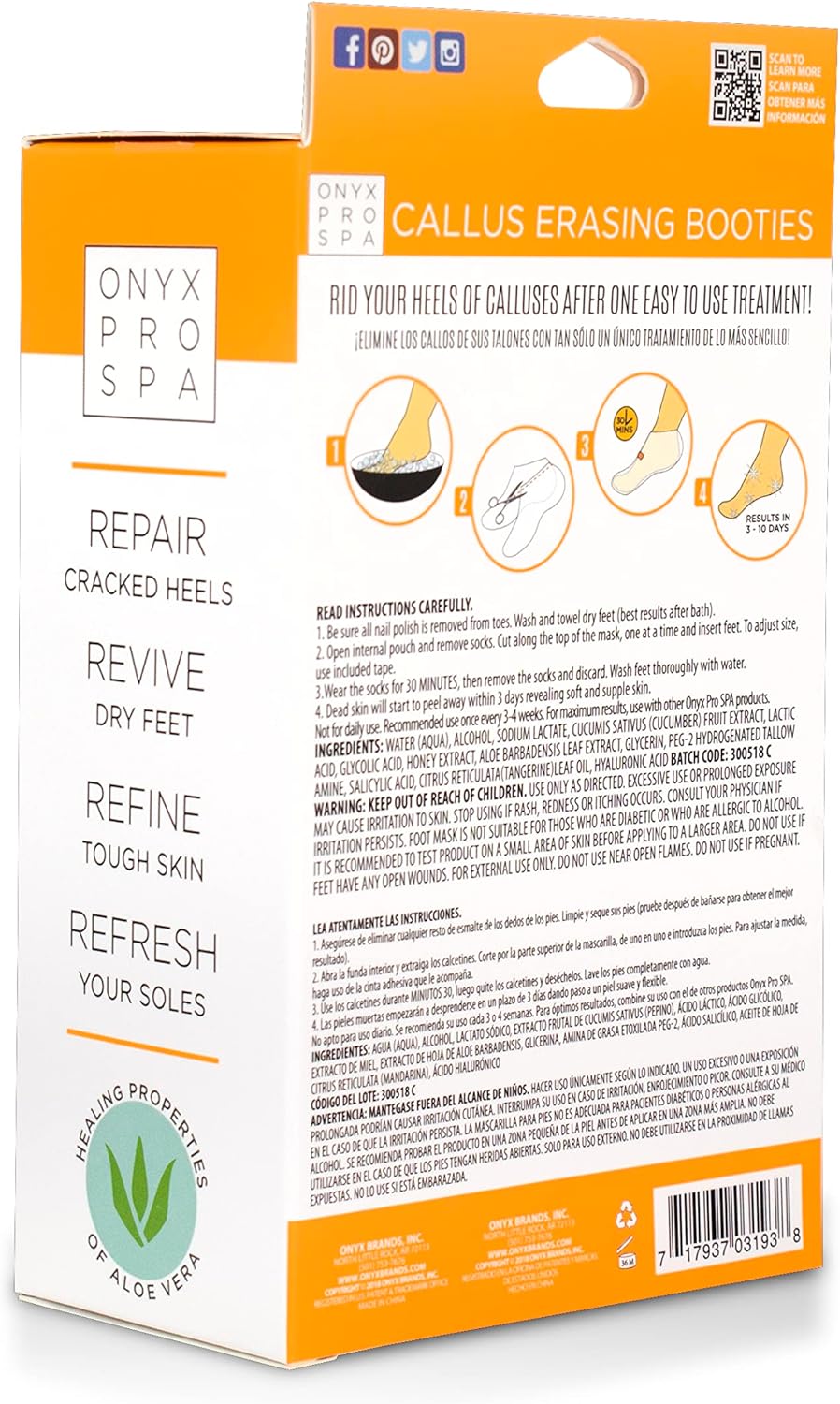 Onyx Pro Spa – Botines de borrado de callos de un par, para hombre o mujer