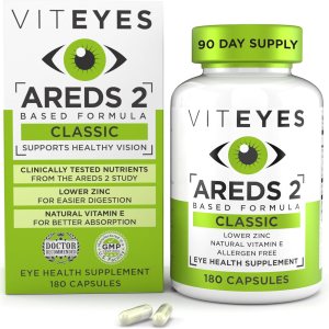 Viteyes AREDS 2 vitaminas para los ojos, ahora con vitamina E natural, cápsulas más pequeñas, bajo zinc, sin alérgenos, luteína, zeaxantina, Viteyes AREDS 2 vitaminas para los ojos, ahora con vitamina E natural, cápsulas más pequeñas, bajo zinc, sin alérgenos, luteína, zeaxantina,