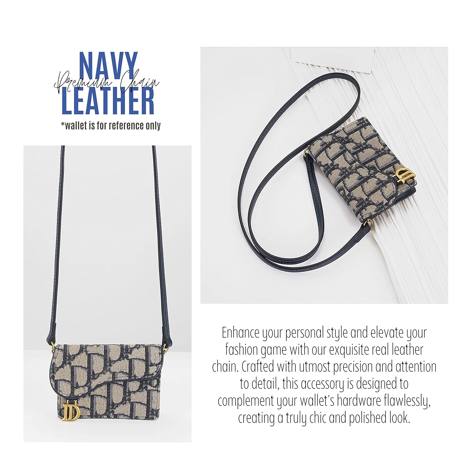 Saddle Wallet Chain Insert, Long Saddle Wallet with Chain, Card Holder Conversion Kit Wallet on Chain, Credit Card Holder Insert Crossbody (90cm Old