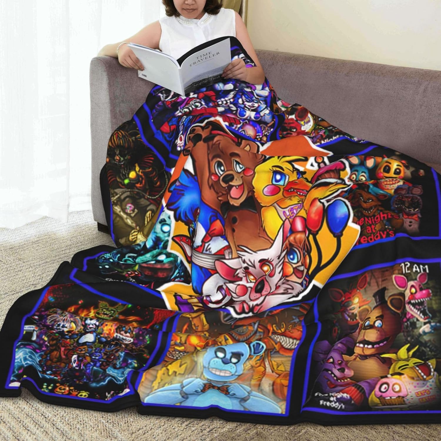 Vorus Manta de franela con impresión 3D de anime, unisex, manta de felpa súper suave para ropa de cama y sofá, E-50 x 40 pulgadas
