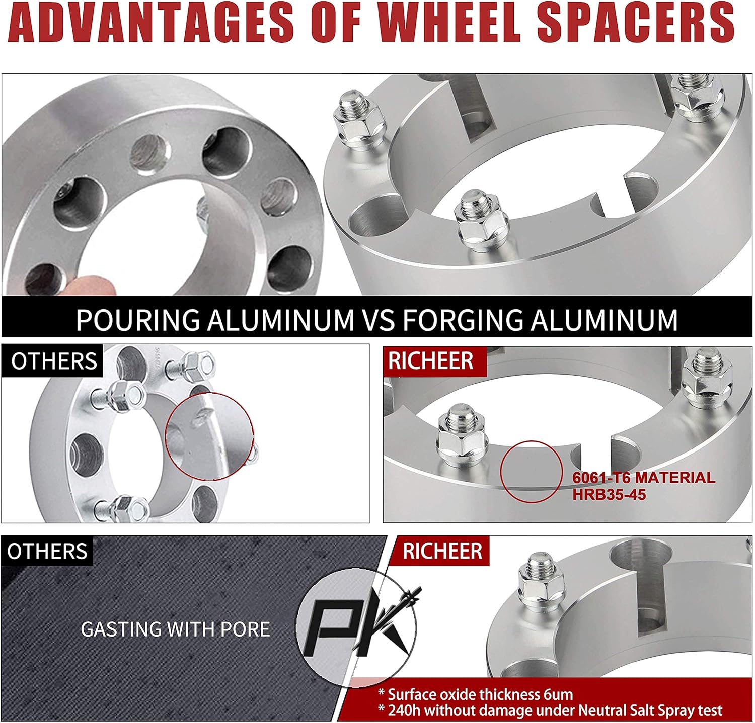 Espaciadores de rueda ATV de 0.157×6.142 in para Polaris 2014+ RZR XP 1000  2015+ RZR  Ranger 2013+ con pernos de 12×1.5, espaciadores de rueda de 2