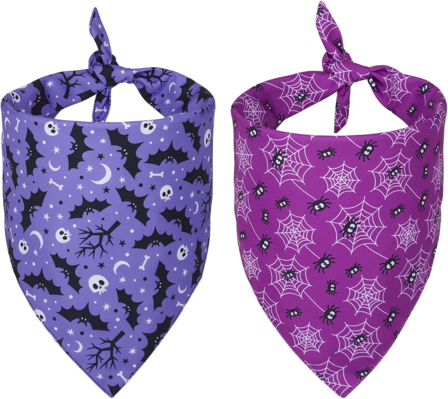 ADOGGYGO Paquete de 2 bandanas de Halloween para perro, bufanda triangular reversible para perro, accesorios de Halloween para perros grandes y