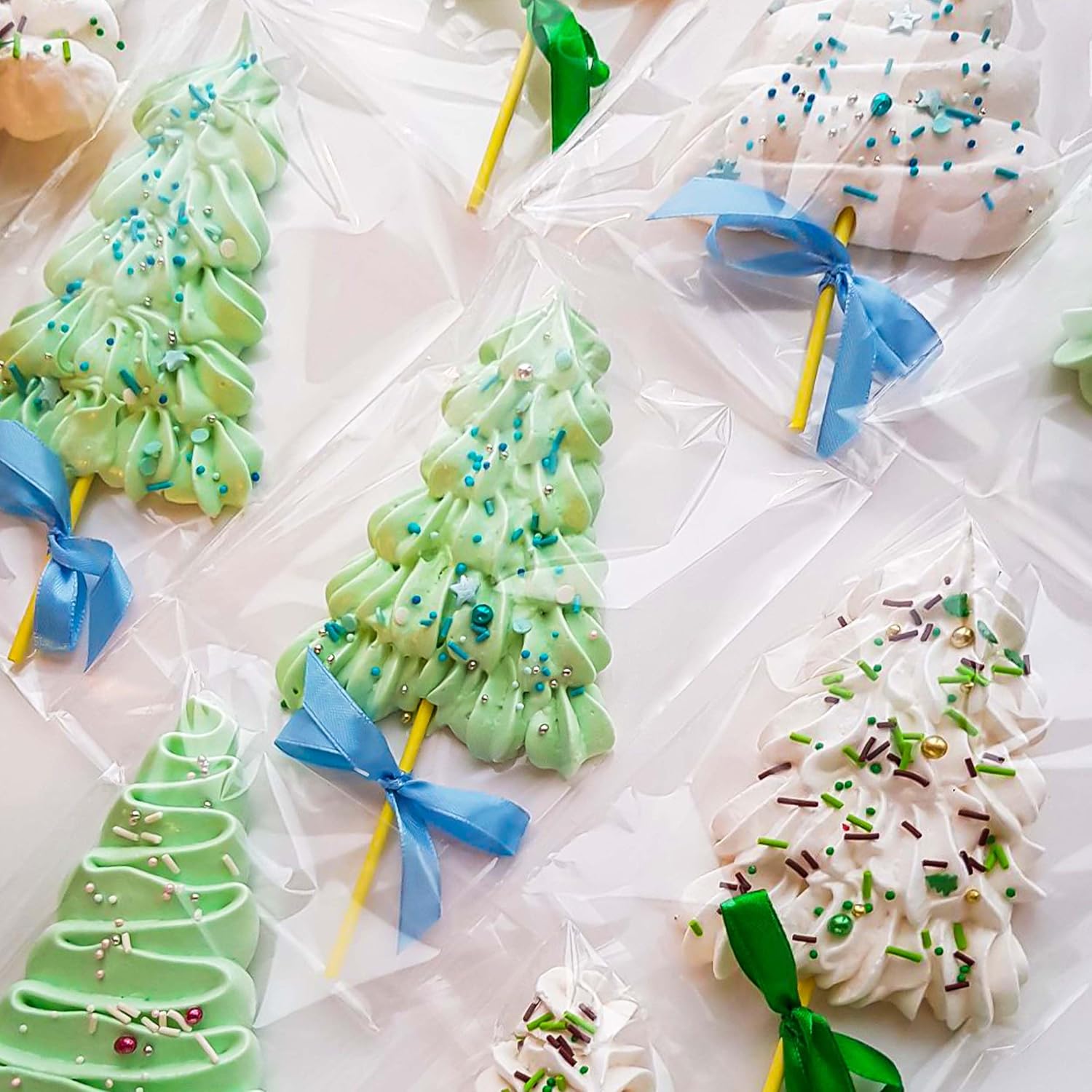 YunKo Paquete de 100 bolsas de celofán autosellantes, bolsas transparentes para galletas para regalo, bolsa para empacar galletas, dulces, regalos
