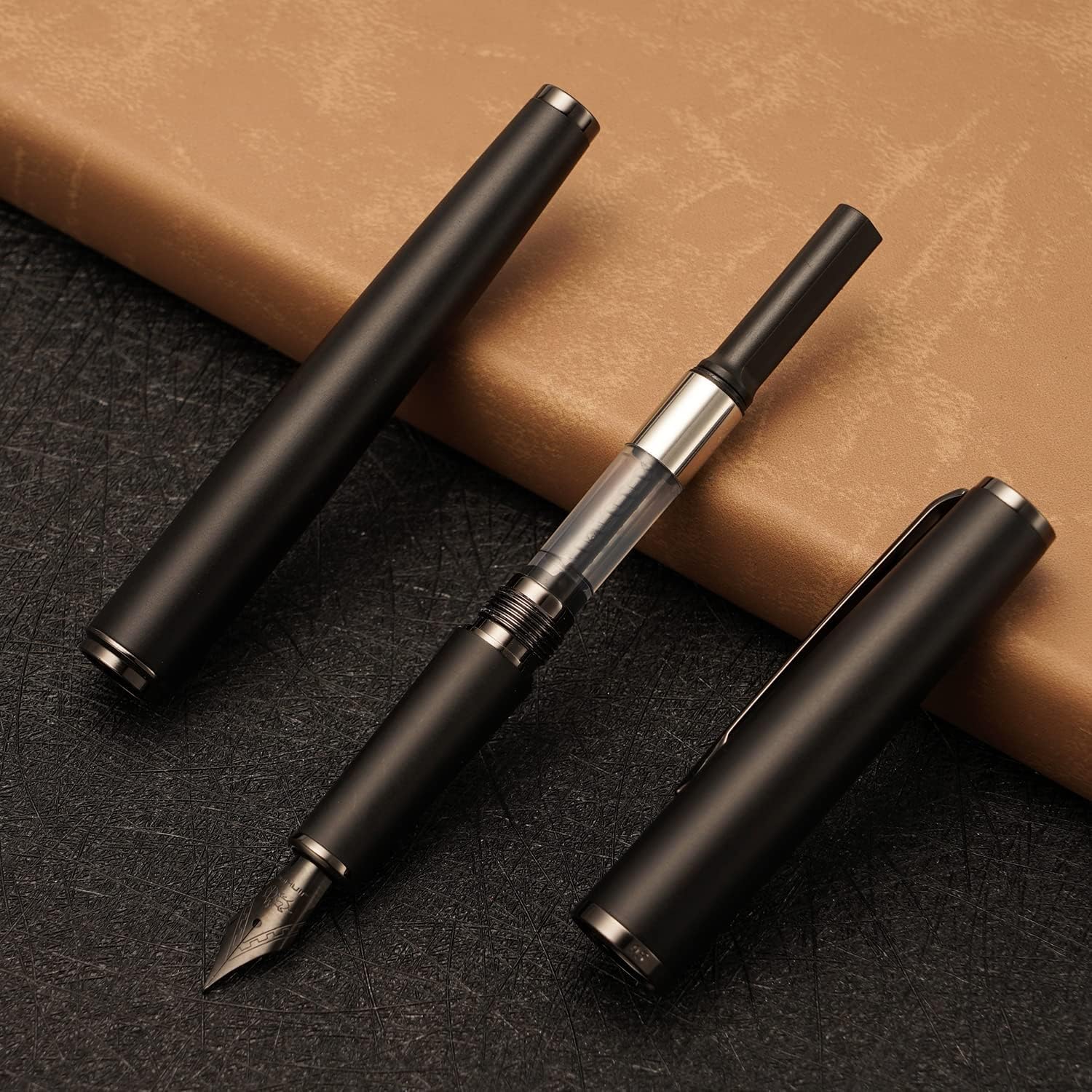 Jinhao – Pluma estilográfica de metal 95, punta extrafina, color negro mate