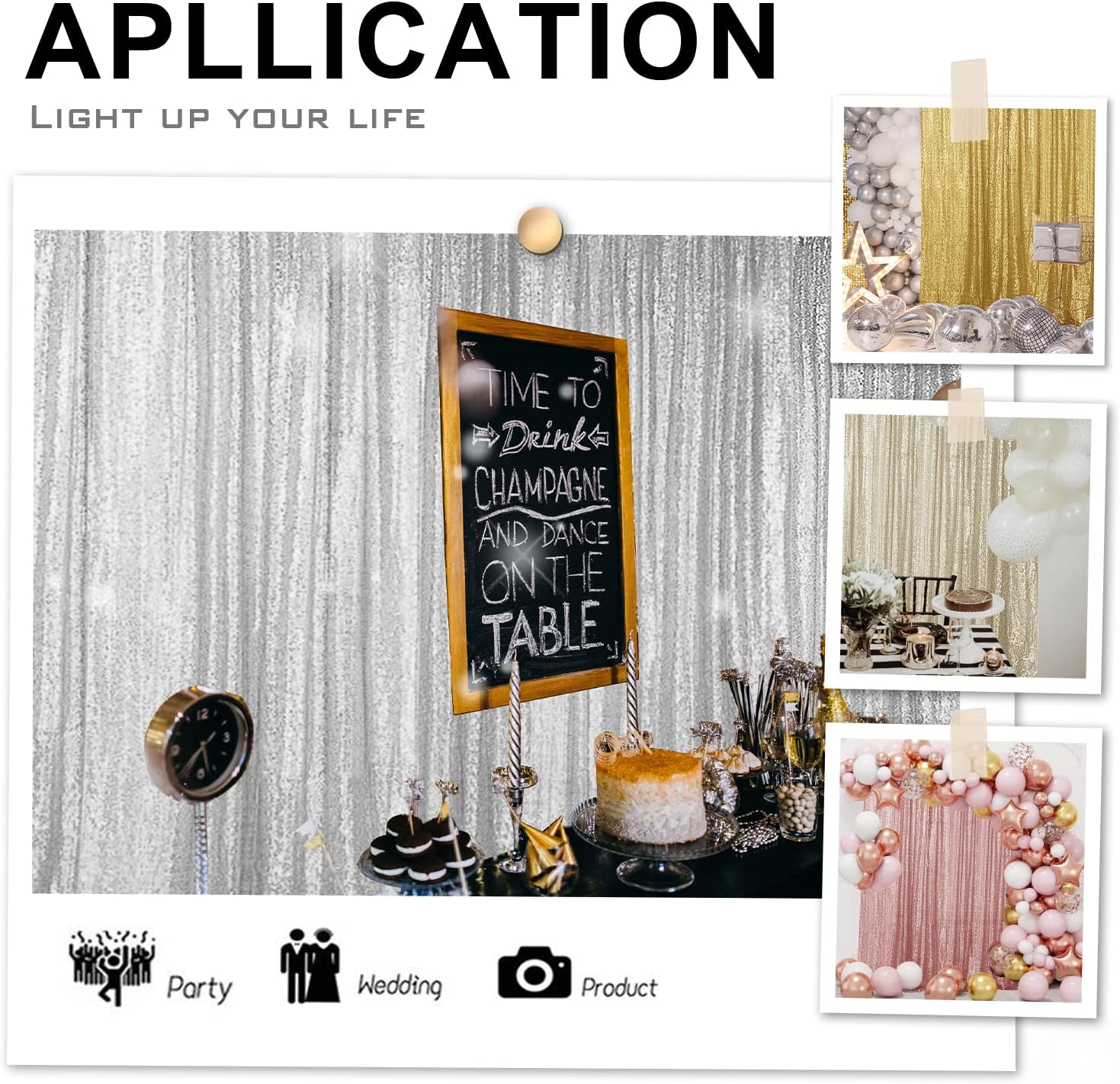 Hahuho – Cortina de fondo de lentejuelas de 2 x 8 pies para fiestas, fondo de fotografía con paños de cortina de purpurina para decorar Navidad,