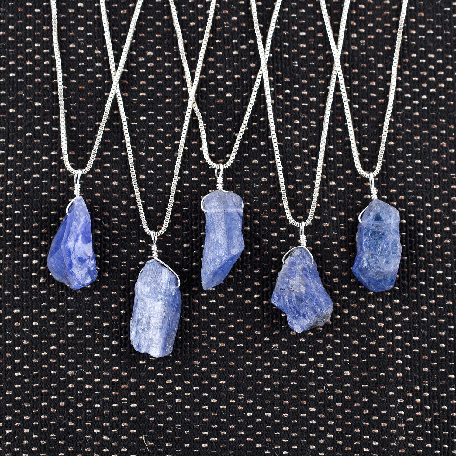 YANARA Natural Raw Purple Tanzanite Stone Rough Crystal Gemstone Women Handmade Pendant Necklace, Chakra Healing Crystals, Birthstone, Silver Plated