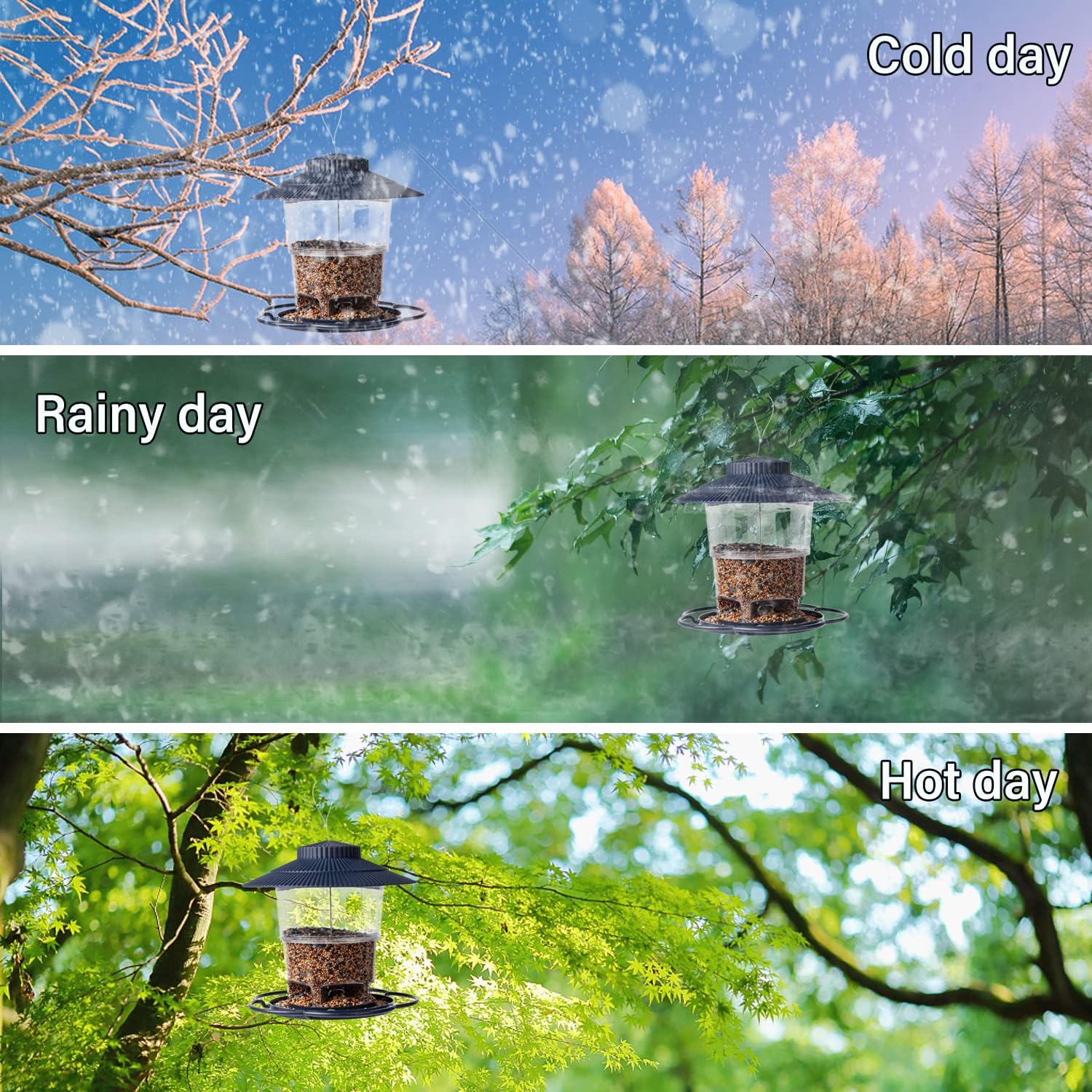 Comedero retráctil antiardillas para colgar al aire libre, para decoración de jardín, patio, alimentación silvestre, observadores de aves, apto para